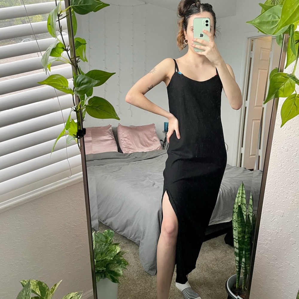 NWT- Linen Blend Black Dress
